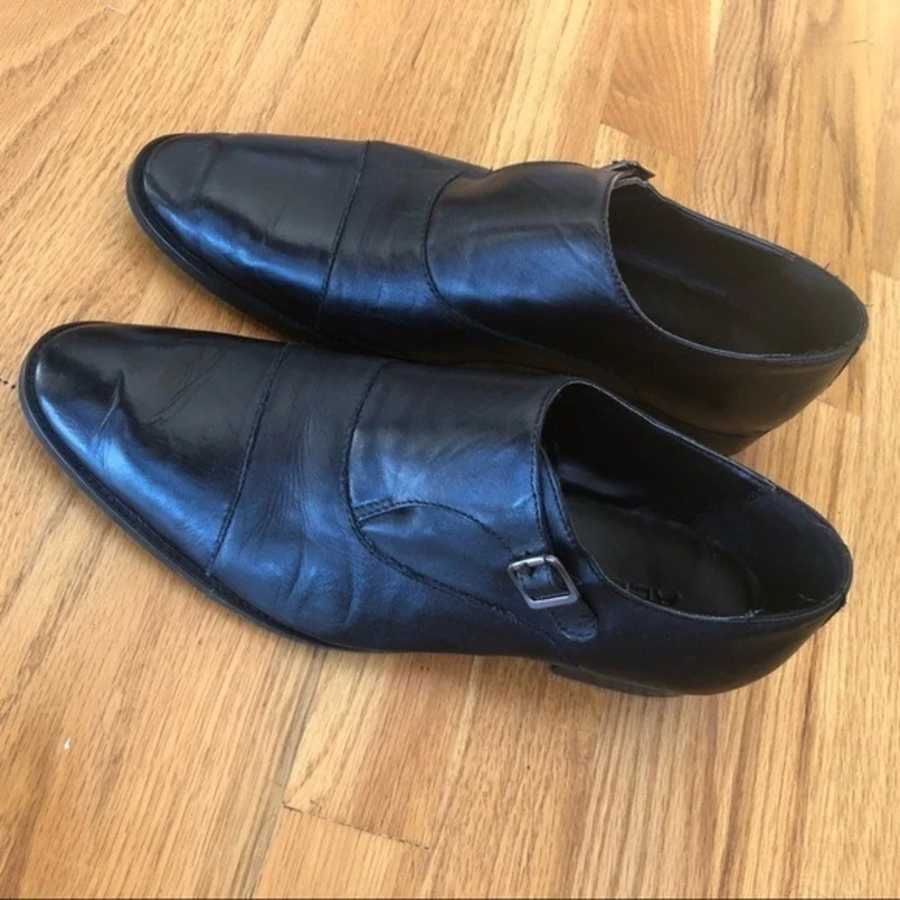ALDO Monkstrap Black Leather Dress Shoes